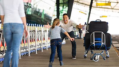 An international family meeting at the airport